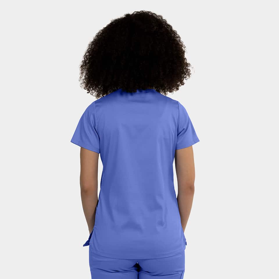 Edge By IRG Inspired By You Womens Scrubs Top Blue V Neck Short