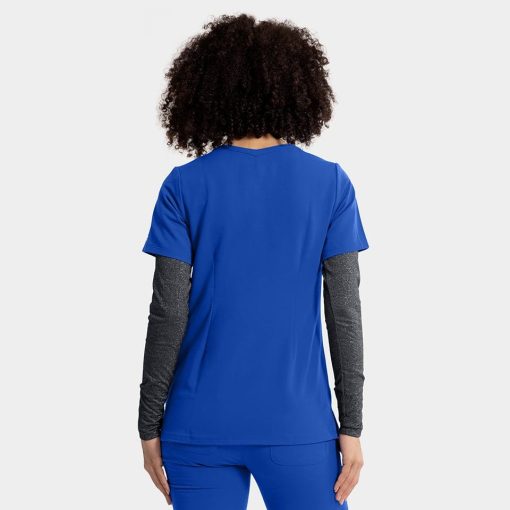 Women's sporty solid double v-neck top | 3852 - image 2