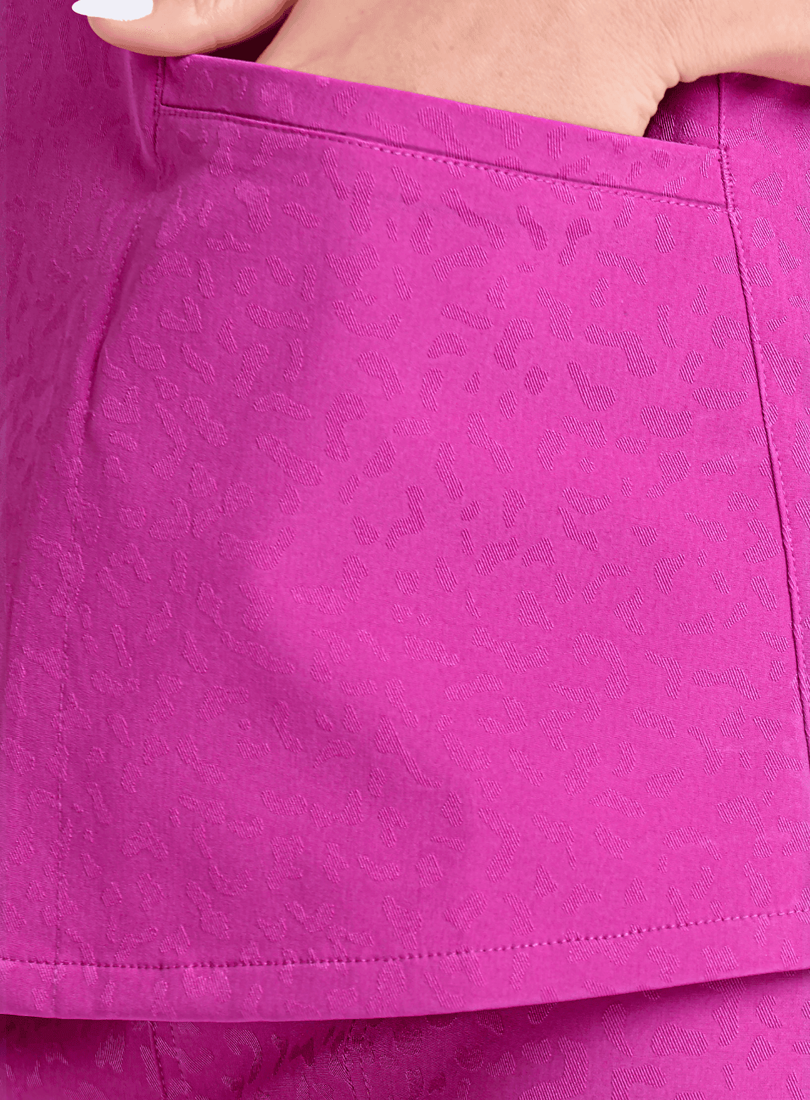 Close-up of jacquard fabric used in scrubs.