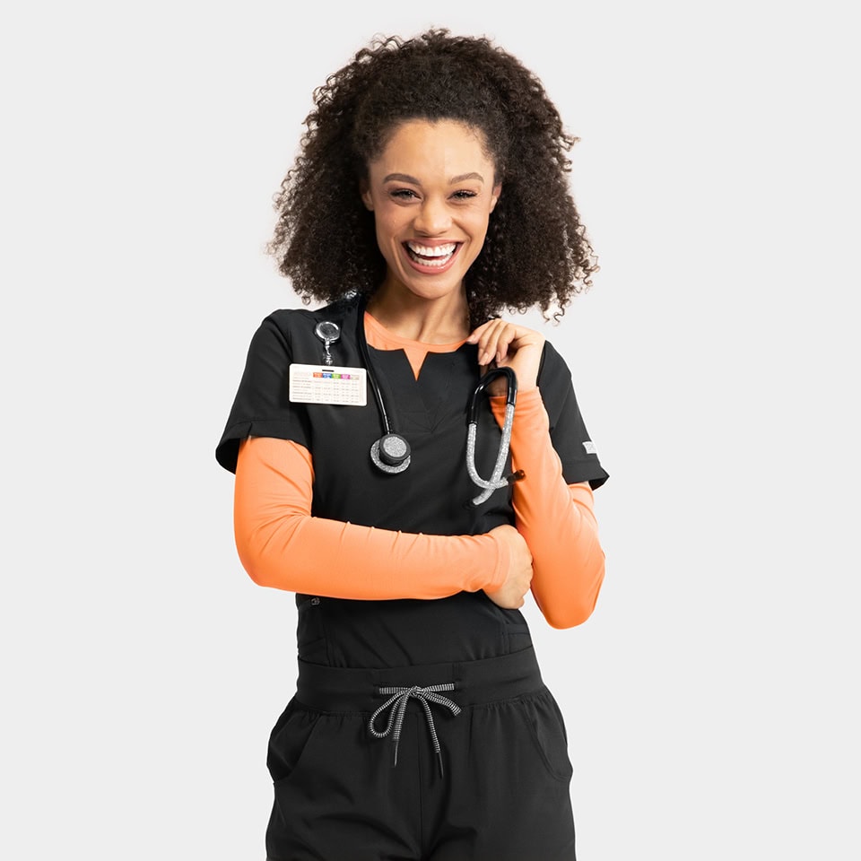 Epic by irg 4801 womenscurvedv necktop 9811 womenstaperedlegpant black blk 04 irg scrubs