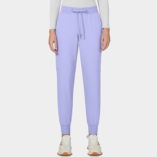Cureology pulse jogger c700 in digital lavender — women's jogger scrub pant model photo